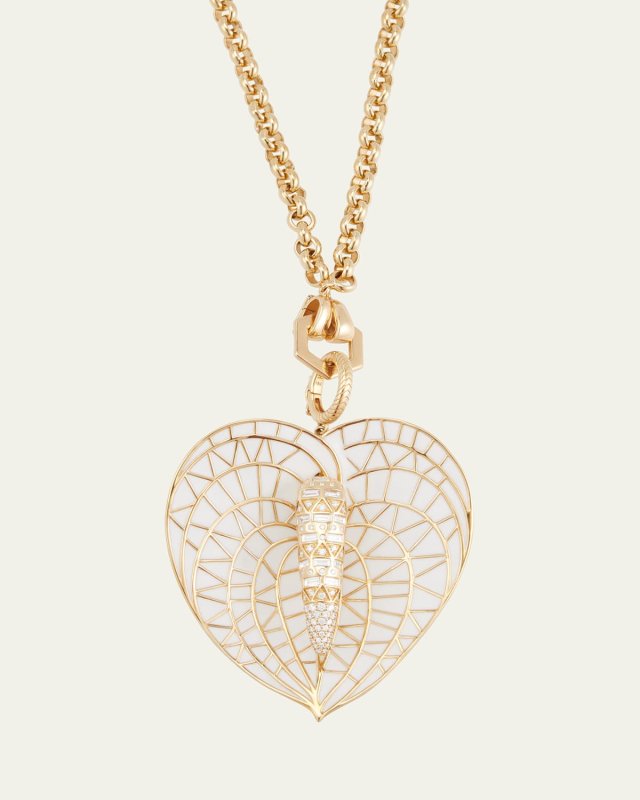 Lily Pendant with Enamel and Diamonds